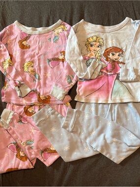 Disney Girls Pink and White Frozen Character Pajama Set